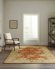 Crimson Dynasty Handmade Wool Red Transitional All-Over Ningxia Rug