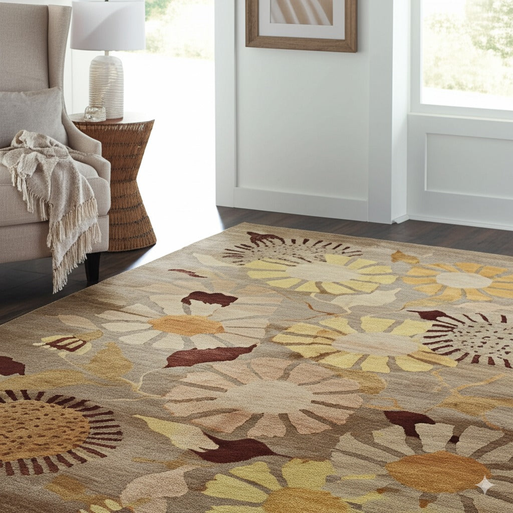 Serene Timeless Brown Hand Knotted Wool Rug
