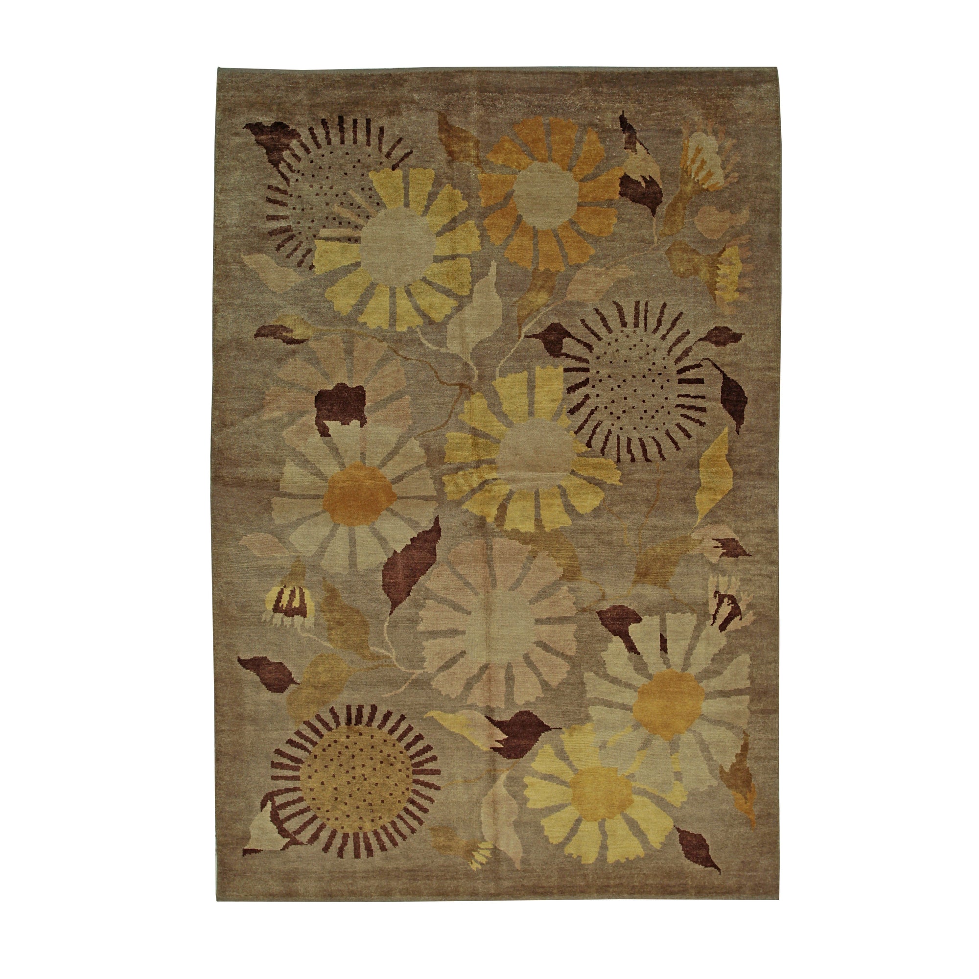 Isolated view of Serene Timeless Brown Hand Knotted Wool Rug, showcasing its subtle, textured design.