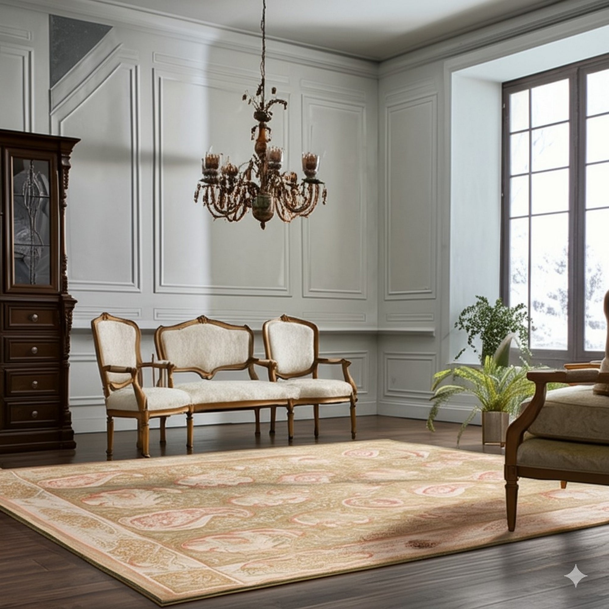 Elena Xena Beige Hand Knotted Wool Rug