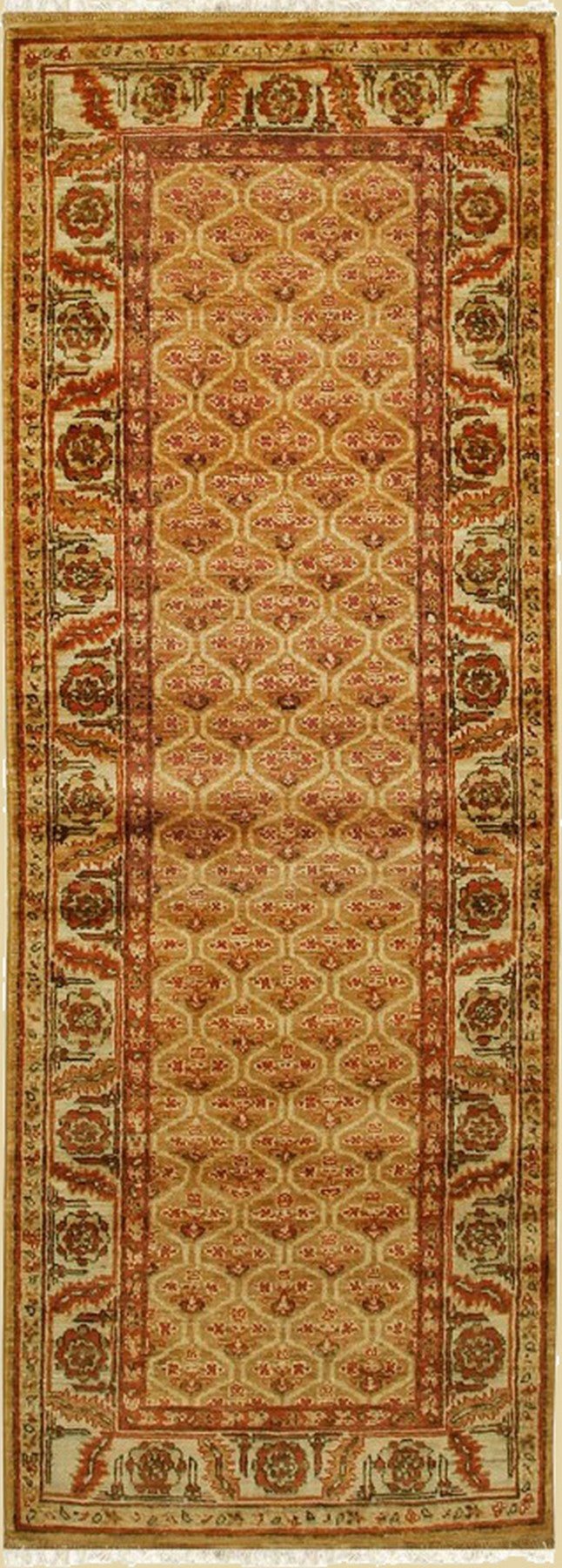 Isolated view of Giselle Zinnia Brown Hand Knotted Wool Rug, showcasing its intricate floral design and warm brown tones.