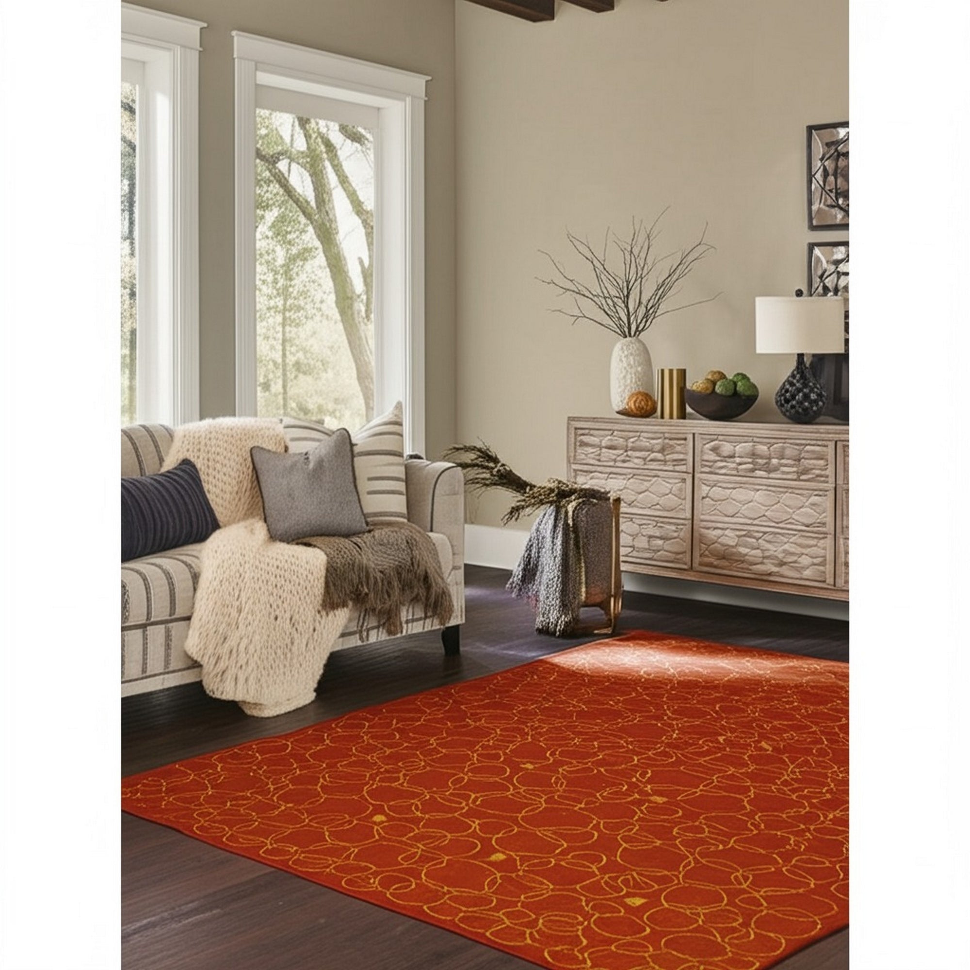 Nadia Lydia Red Flatweave Wool Rug