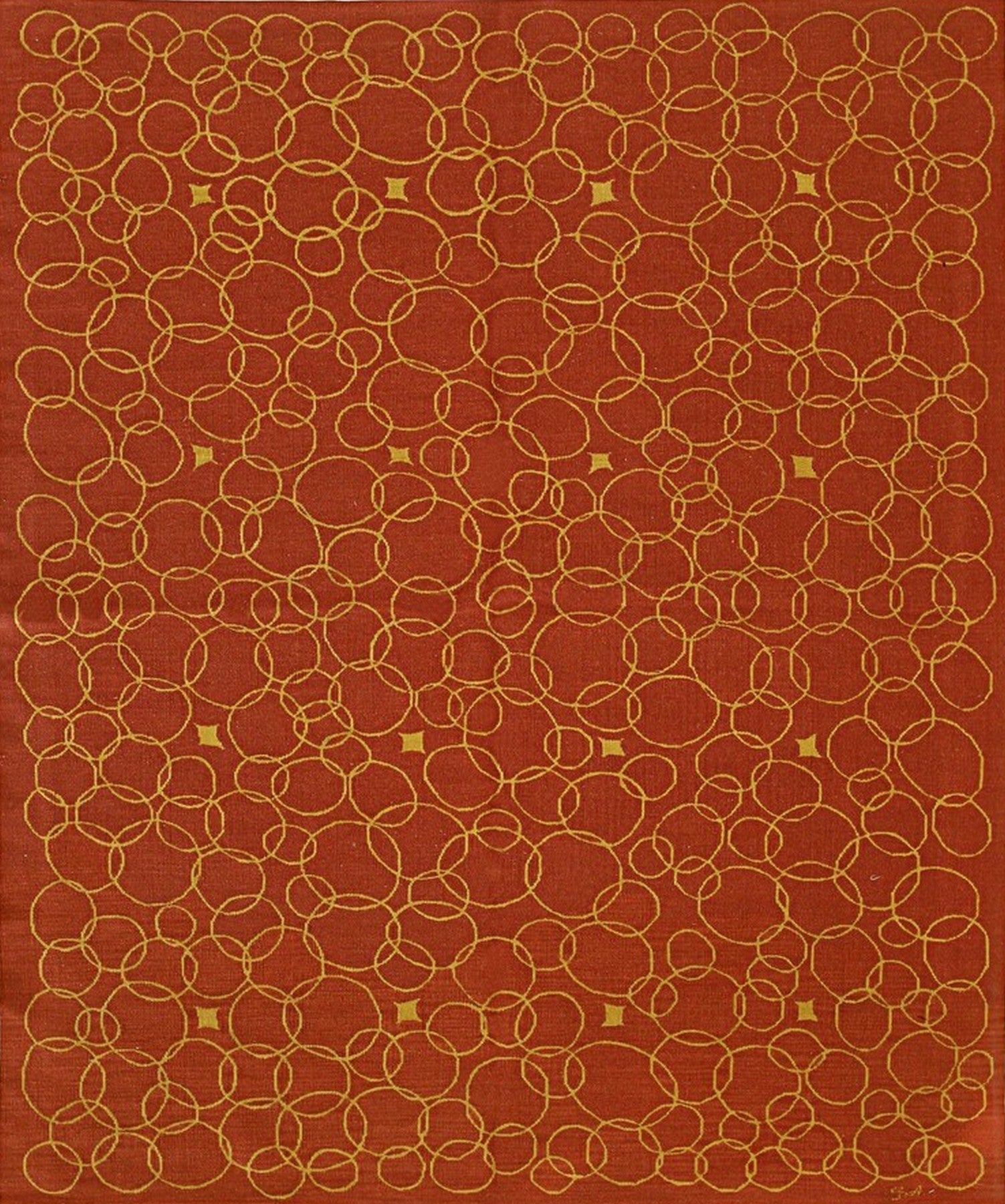 Isolated view of Nadia Lydia Red Flatweave Wool Rug, showcasing its geometric diamond pattern in shades of red, cream, and black.