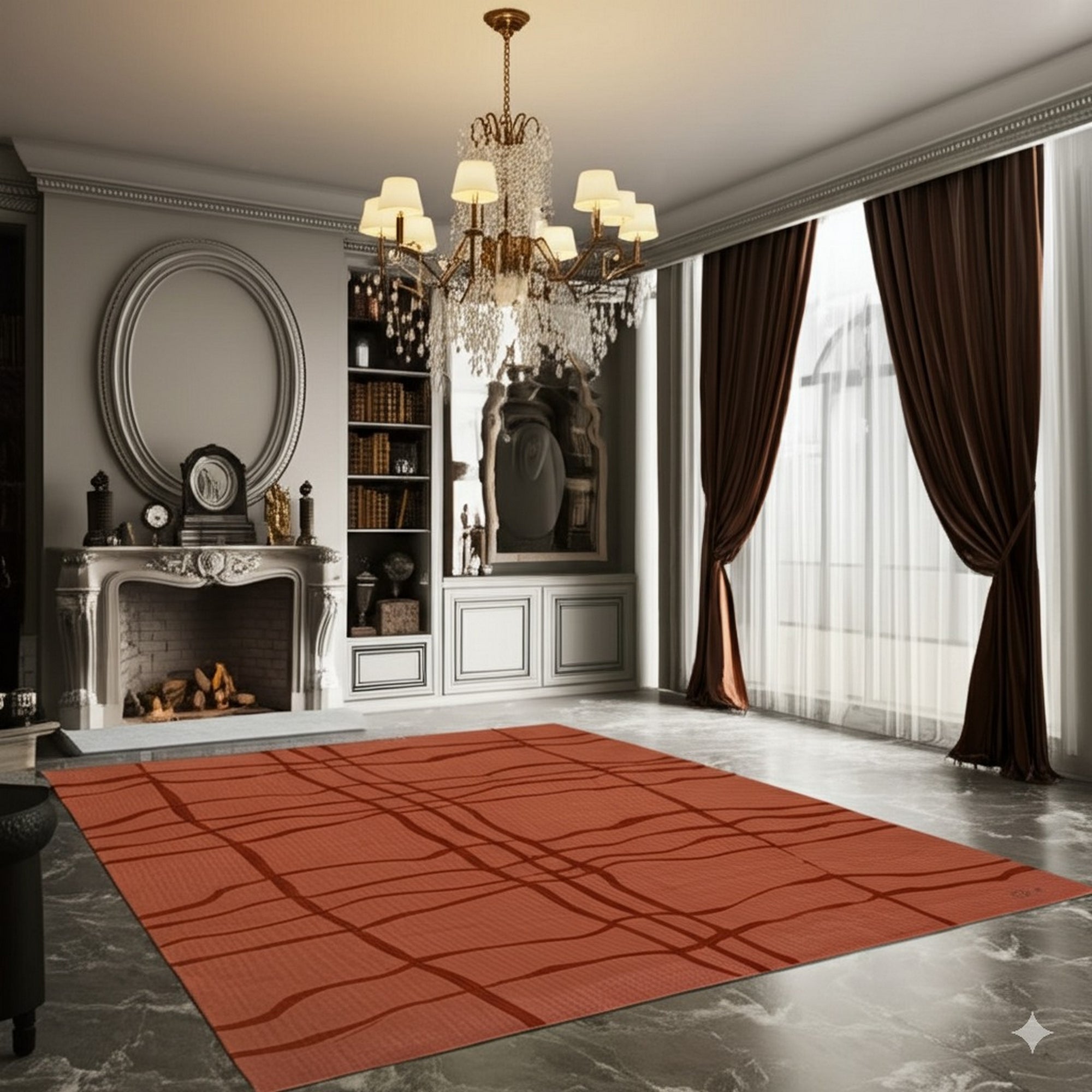 Inviting Maya Rust Flatweave Wool Rug