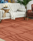 Inviting Maya Rust Flatweave Wool Rug