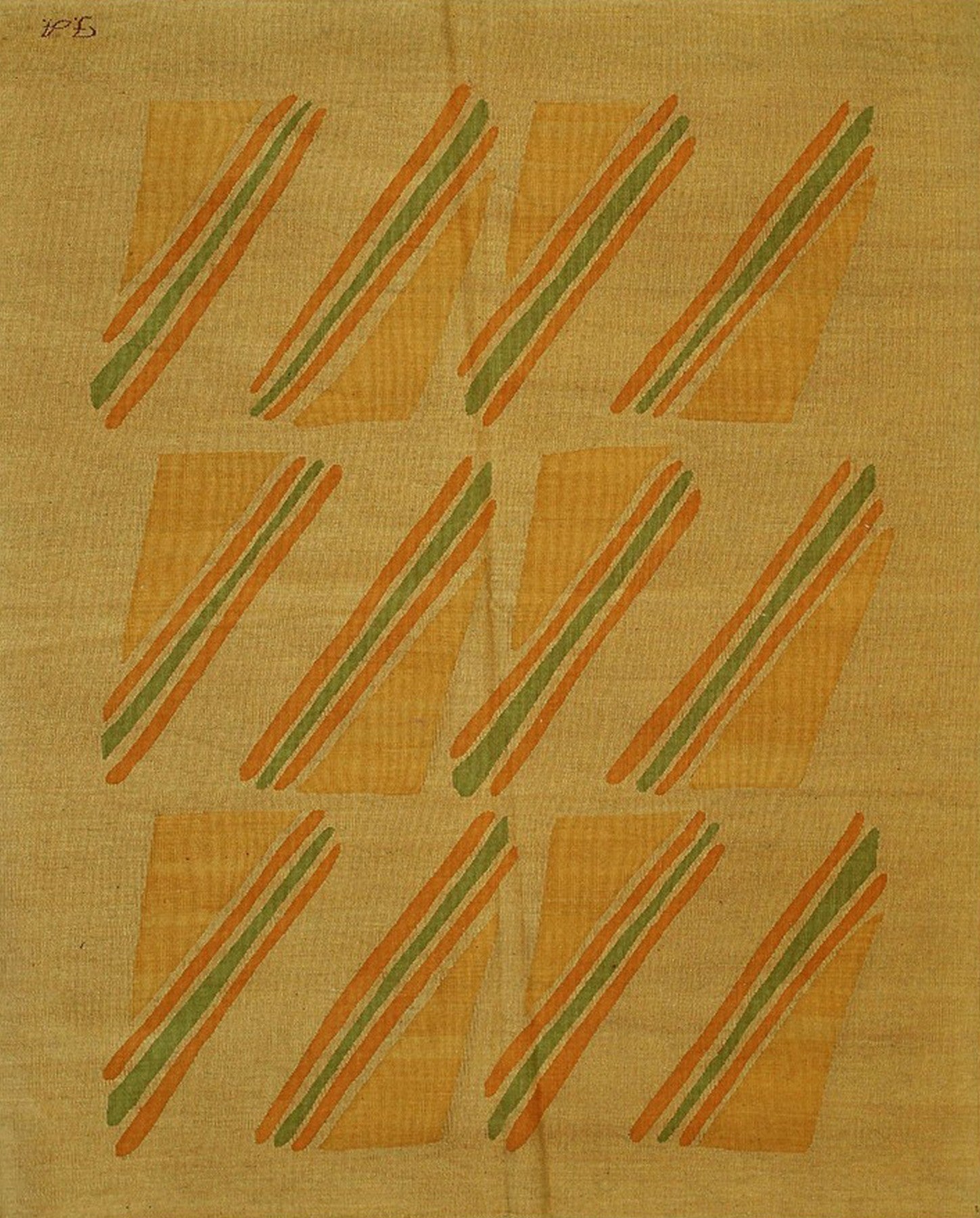 Isolated view of Sloane Maya Beige Flatweave Wool Rug, showcasing its design.