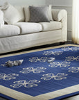 Handcrafted Exquisite Blue Flatweave Wool Rug