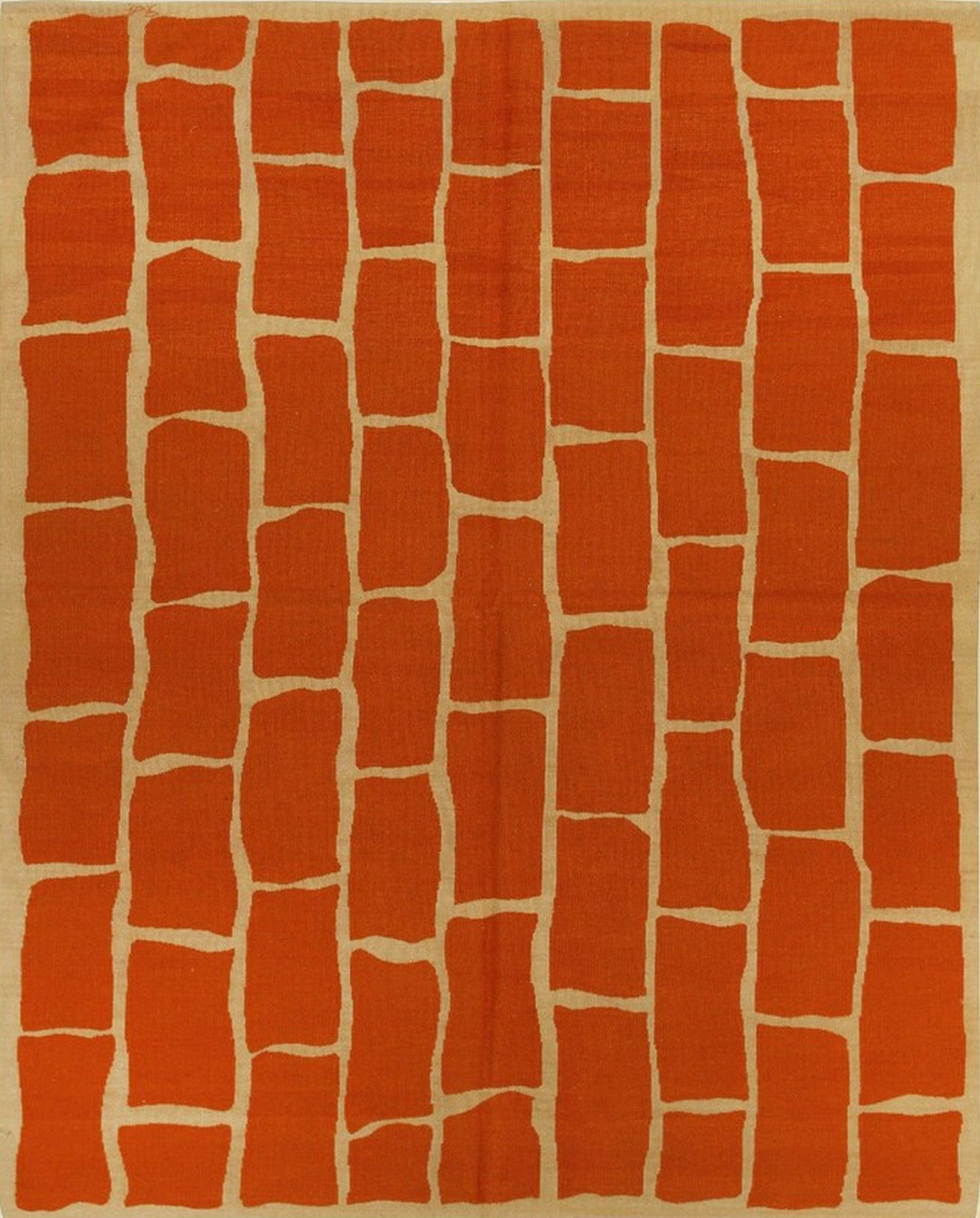 Isolated view of Kira Amara Orange Flatweave Wool Rug, showcasing its design.