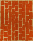 Isolated view of Kira Amara Orange Flatweave Wool Rug, showcasing its design.