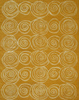 Isolated view of Fiona Kira Gold Nan Rug, showcasing its intricate geometric pattern in shimmering gold and subtle neutral tones.