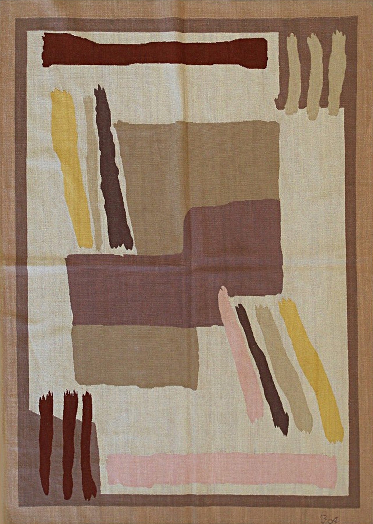 Isolated view of Freya Trendy Beige Flatweave Wool Rug, showcasing its design.