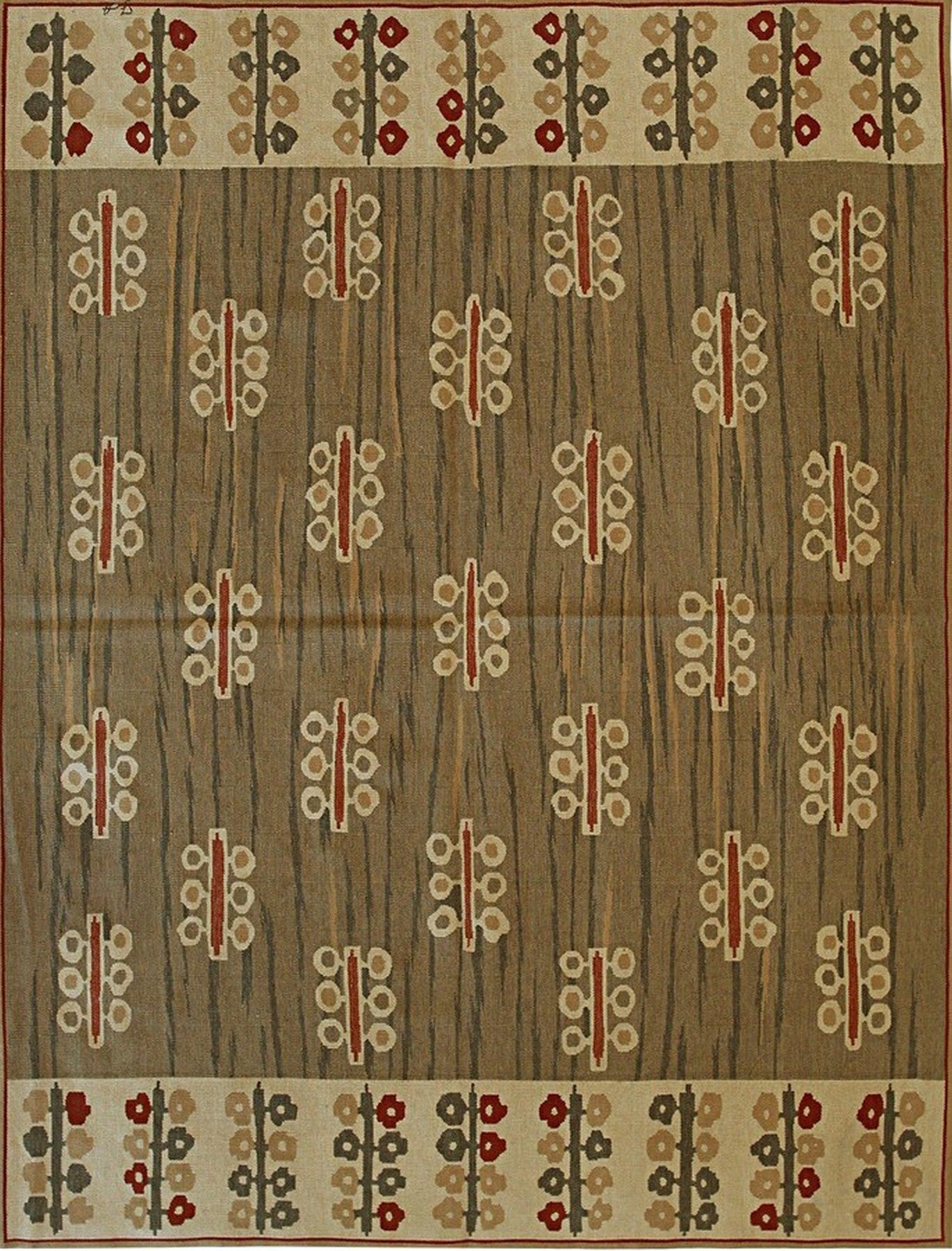 Isolated view of Graceful Para Green Flatweave Wool Rug, showcasing its design.