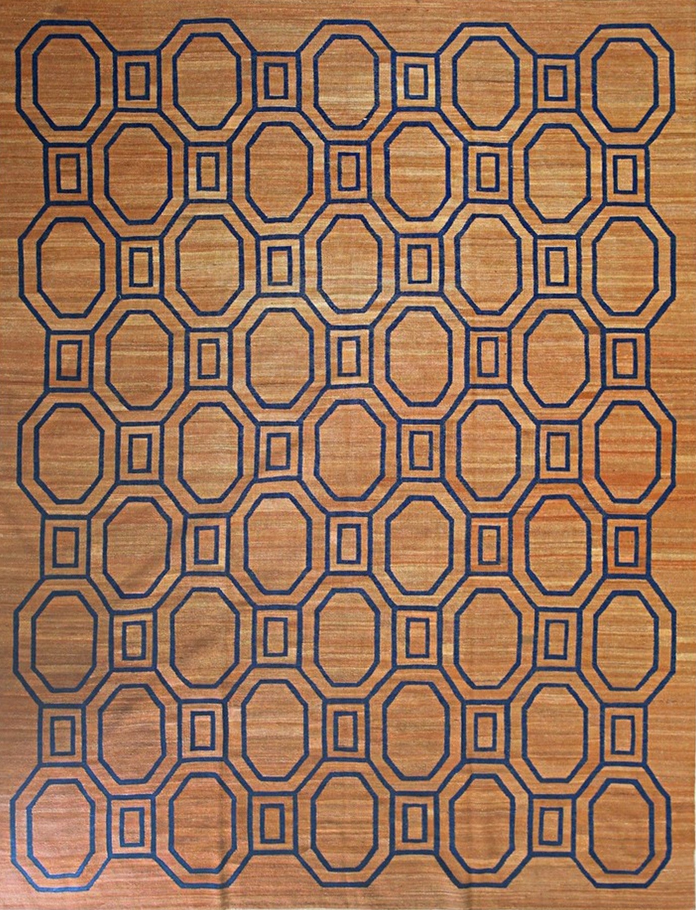 Isolated view of Elena Comfortable Brown Flatweave Wool Rug, showcasing its flatweave construction and geometric diamond pattern in varying shades of brown.