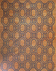 Isolated view of Elena Comfortable Brown Flatweave Wool Rug, showcasing its flatweave construction and geometric diamond pattern in varying shades of brown.