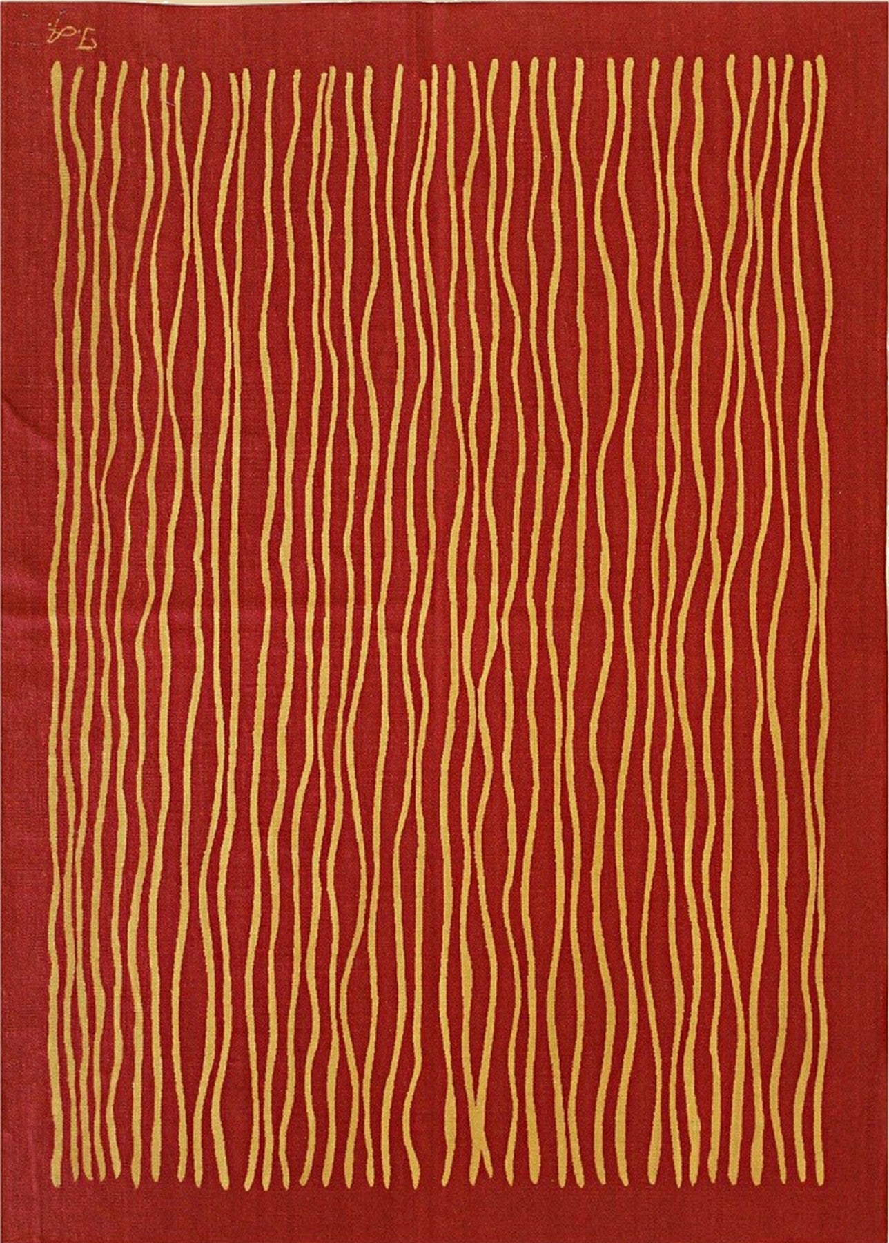 Isolated view of Trendy Sloane Red Flatweave Wool Rug, showcasing its intricate geometric design in vibrant reds and subtle off-white tones.