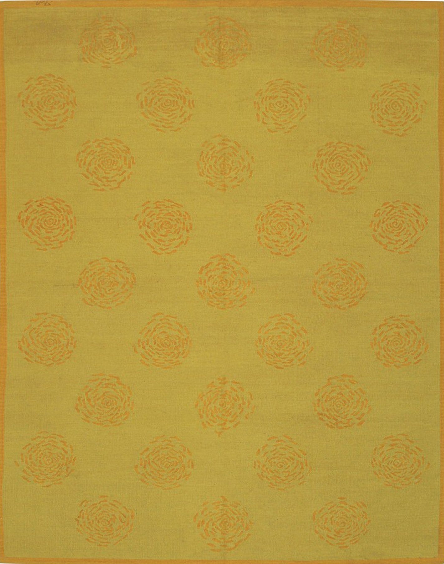 Isolated view of Dahlia Exquisite Yellow Flatweave Wool Rug, showcasing its bright, geometric diamond pattern against a warm yellow background.