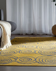 Stylish Iris Yellow Hand Knotted Wool Rug