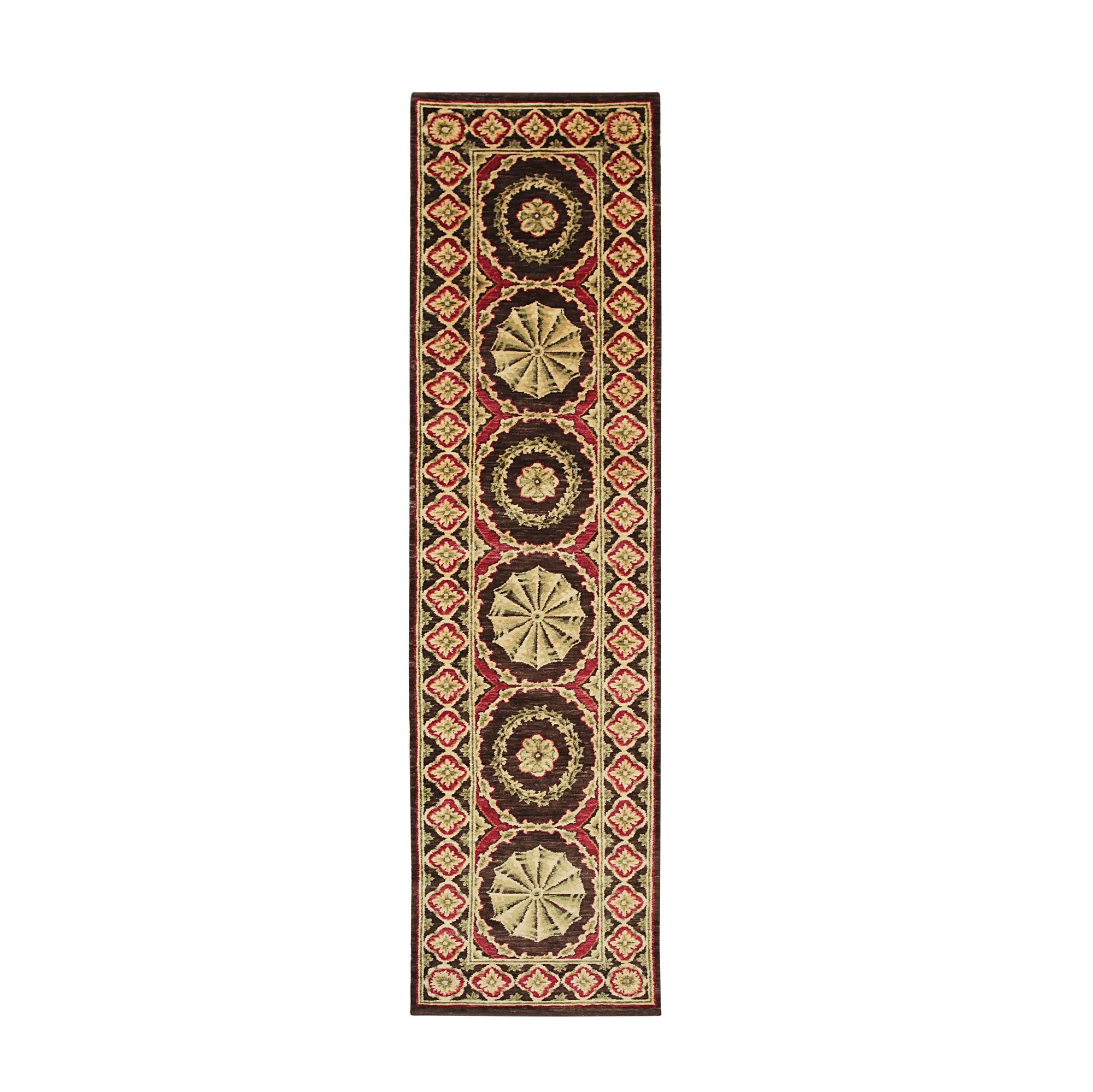 Giselle Violet Red Hand Knotted Wool Rug, a richly textured violet and red wool rug with intricate hand-knotted detailing, anchors a modern living space with neutral furnishings.