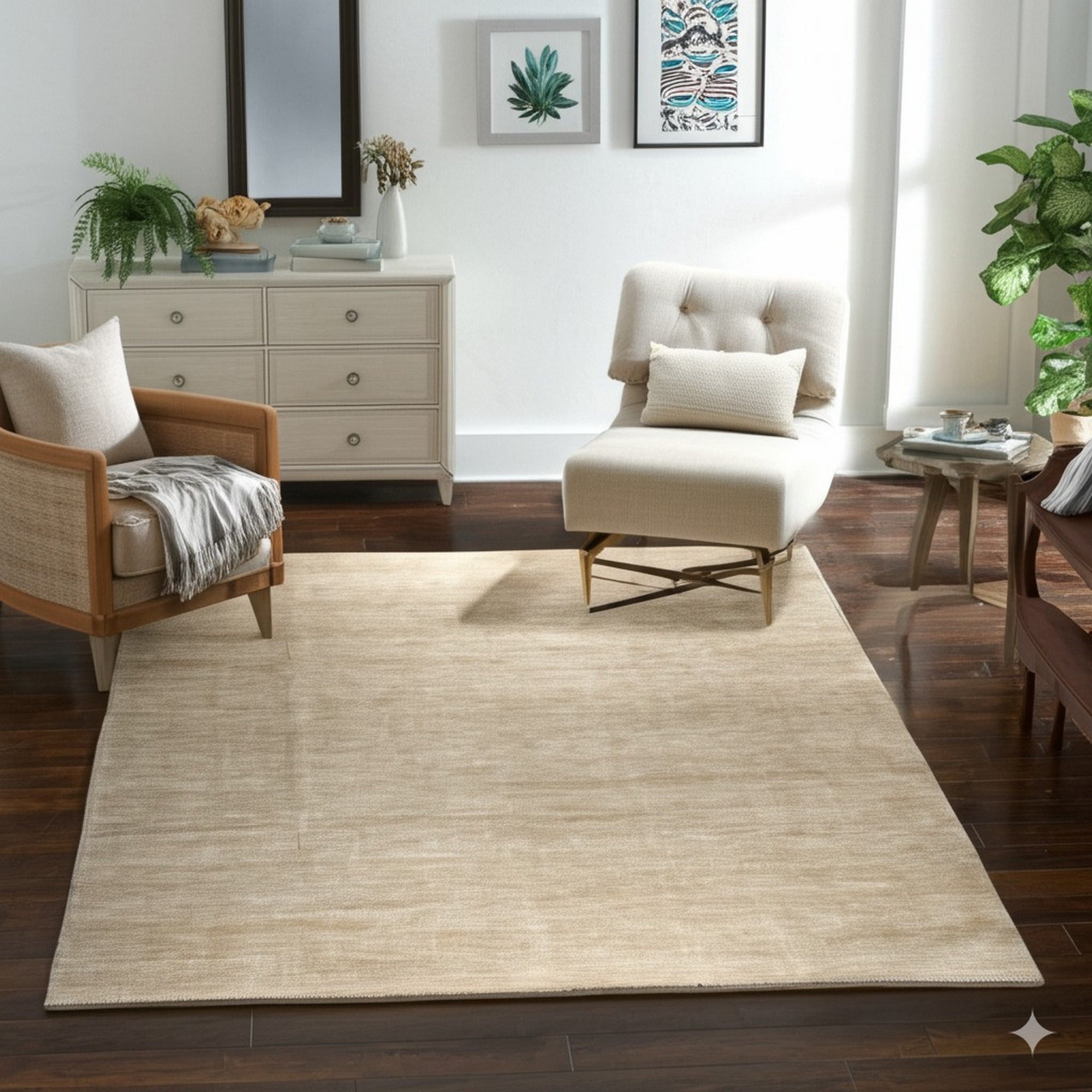 Sandstone Serenity Brown Hand-Knotted Wool Rug