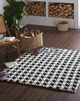 Inviting Timeless Black, White Hand Tufted Wool Rug