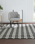 Inviting Timeless Black, White Hand Tufted Wool Rug