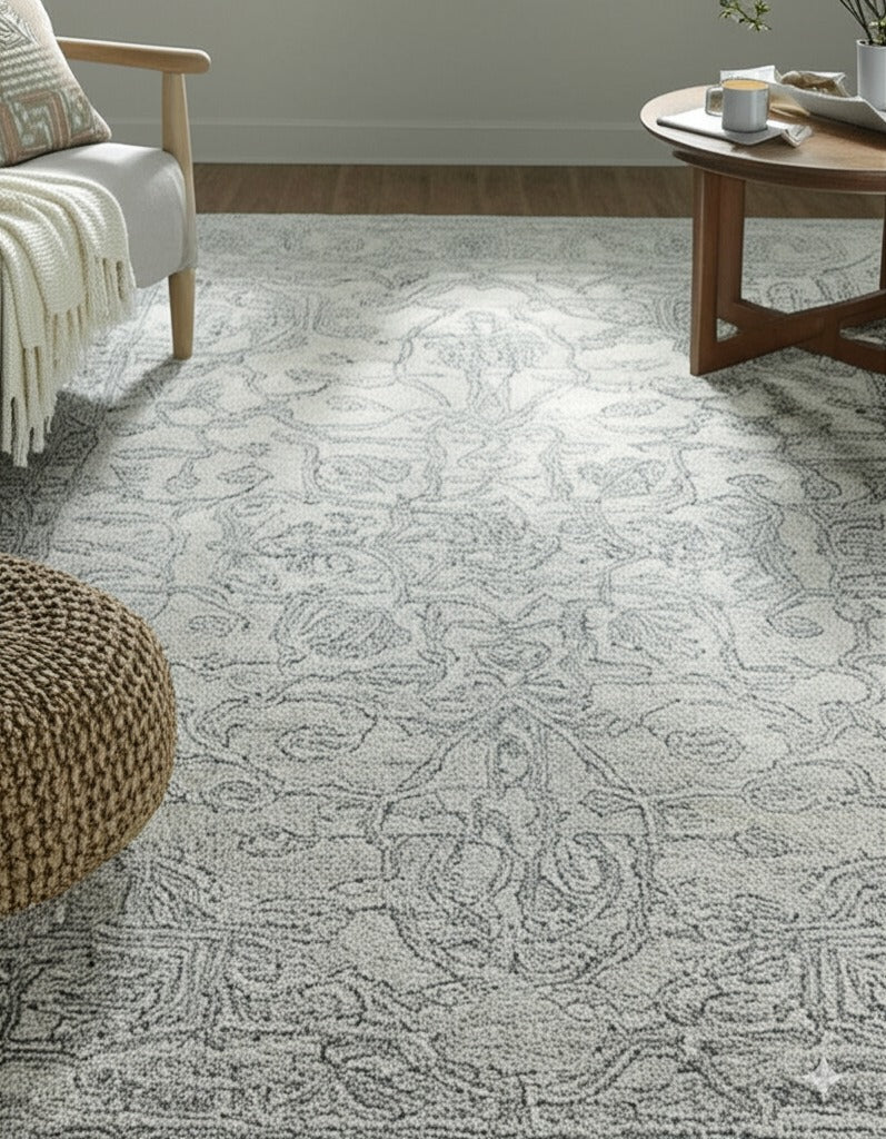 Warm Bespoke Beige Hand Tufted Wool Rug