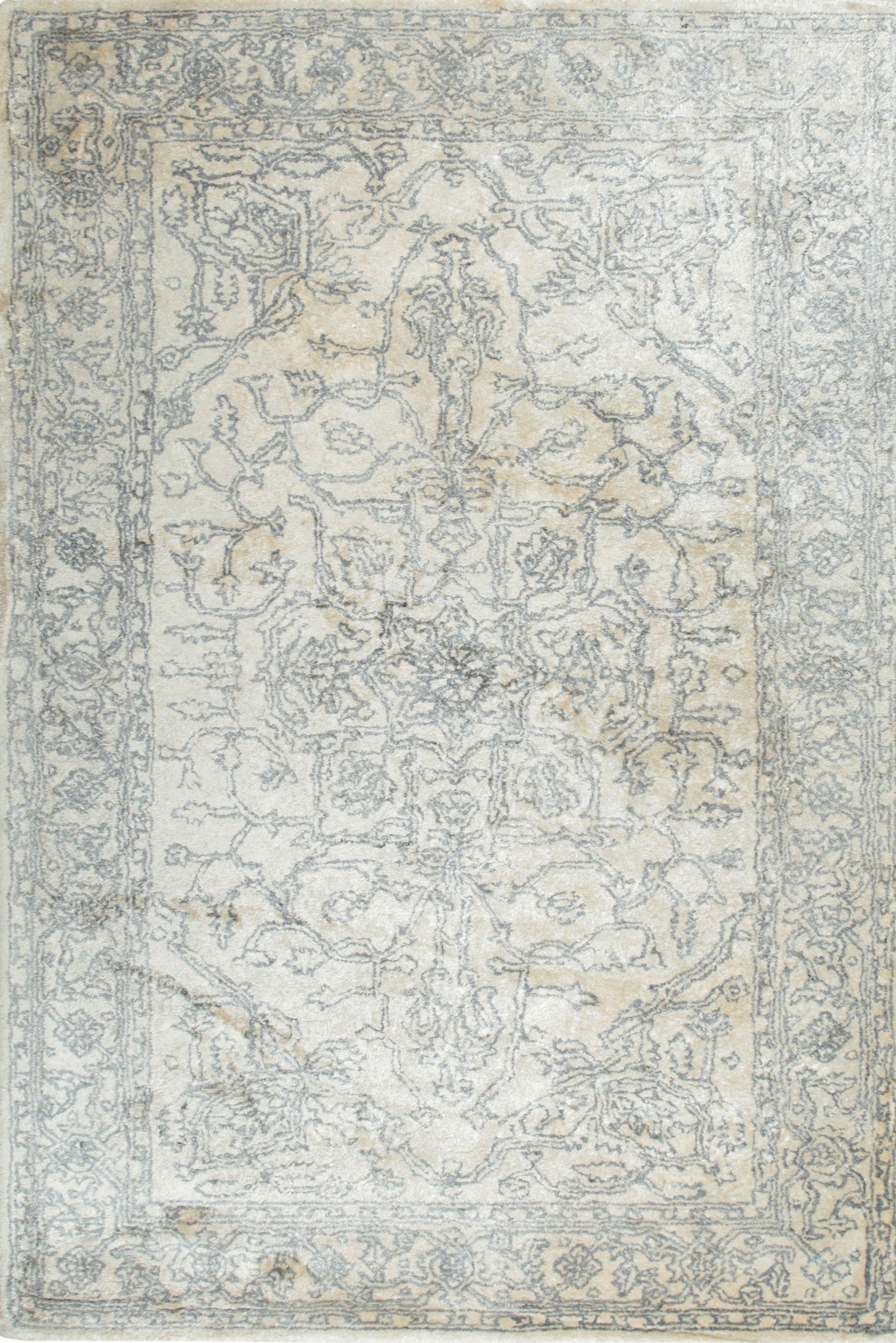 Isolated view of Warm Bespoke Beige Hand Tufted Wool Rug, showcasing its design.