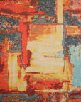 Isolated view of Bianca Isla Red Machine Made Rug, showcasing its swirling, abstract design in shades of red, cream, and grey.