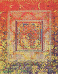 Isolated view of Xena Artistic Multicolor Machine Made Rug, showcasing its vibrant abstract design with splashes of blue, orange, yellow, and grey.