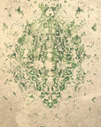 Isolated view of Sophie Jasmine Green Machine Made Rug, showcasing its intricate floral design against a rich, verdant green backdrop.