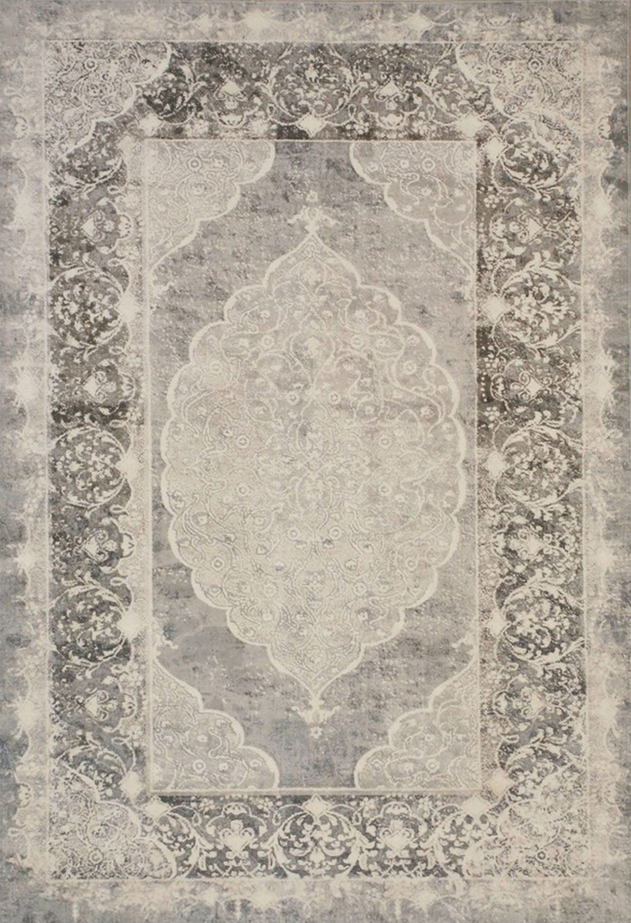 Isolated view of Bianca Warm Gray Machine Made Rug, showcasing its subtle, textured pattern.