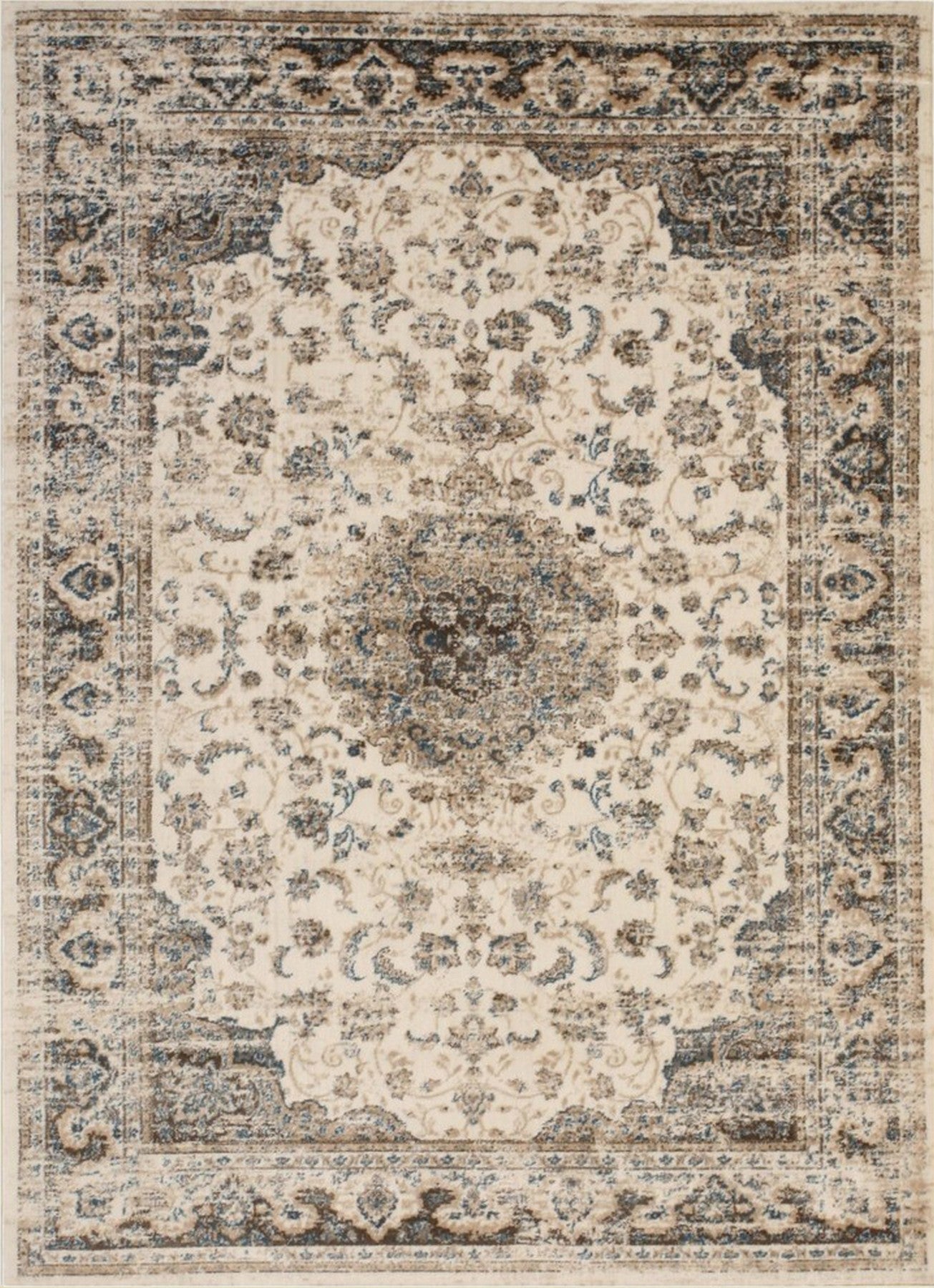Isolated view of Sloane Chloe Ivory Machine Made Rug, highlighting its subtle geometric pattern woven in soft ivory tones.