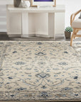 Elegant Lila Ivory Machine Made Rug