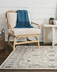 Elegant Lila Ivory Machine Made Rug