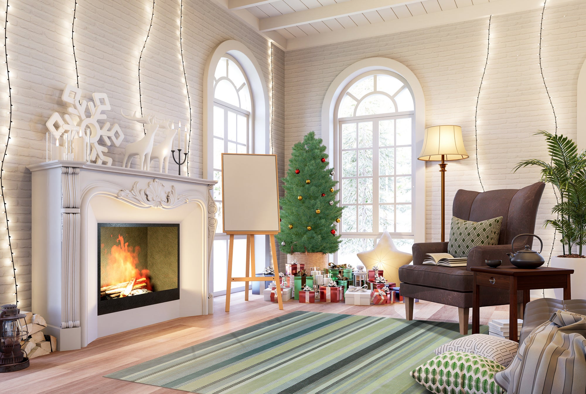 Zinnia Striped Green Handmade Wool Rug, a vibrant composition of emerald, sage, and lime green stripes, handmade with wool, laying flat on a light wooden floor, creating a modern and inviting atmosphere.