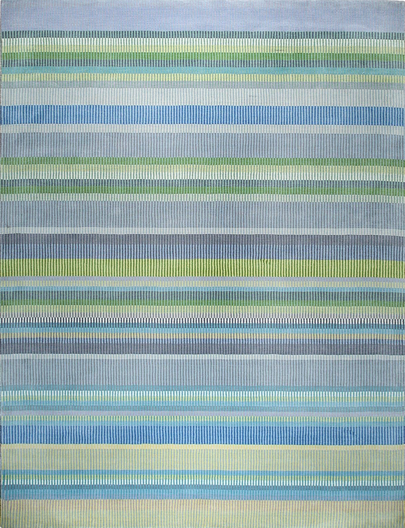 Isolated view of Serene Xena Green Handmade Wool Rug, showcasing its abstract, swirling design in varying shades of green.