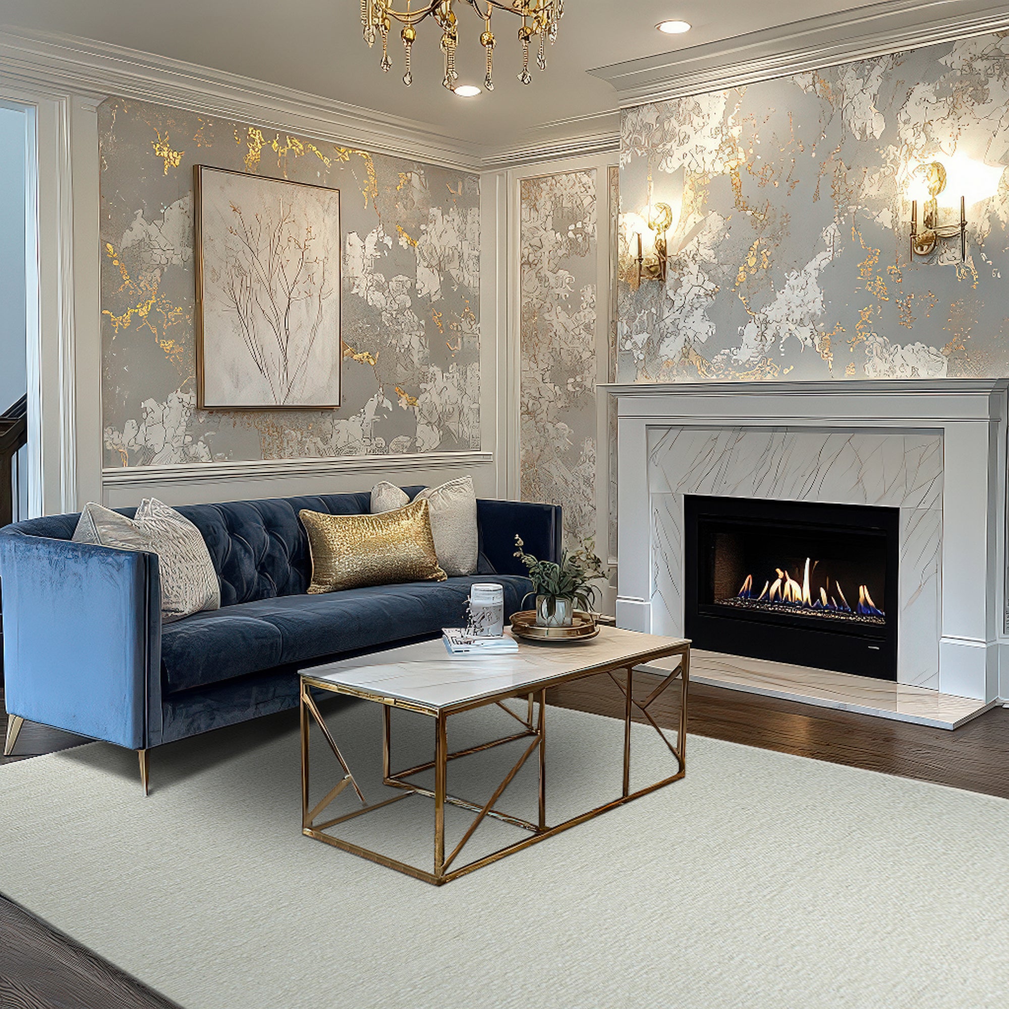 Bespoke Delicate Ivory Handmade Wool Rug, soft textures and subtle ivory tones blending seamlessly into a modern living room, showcasing handcrafted wool construction.