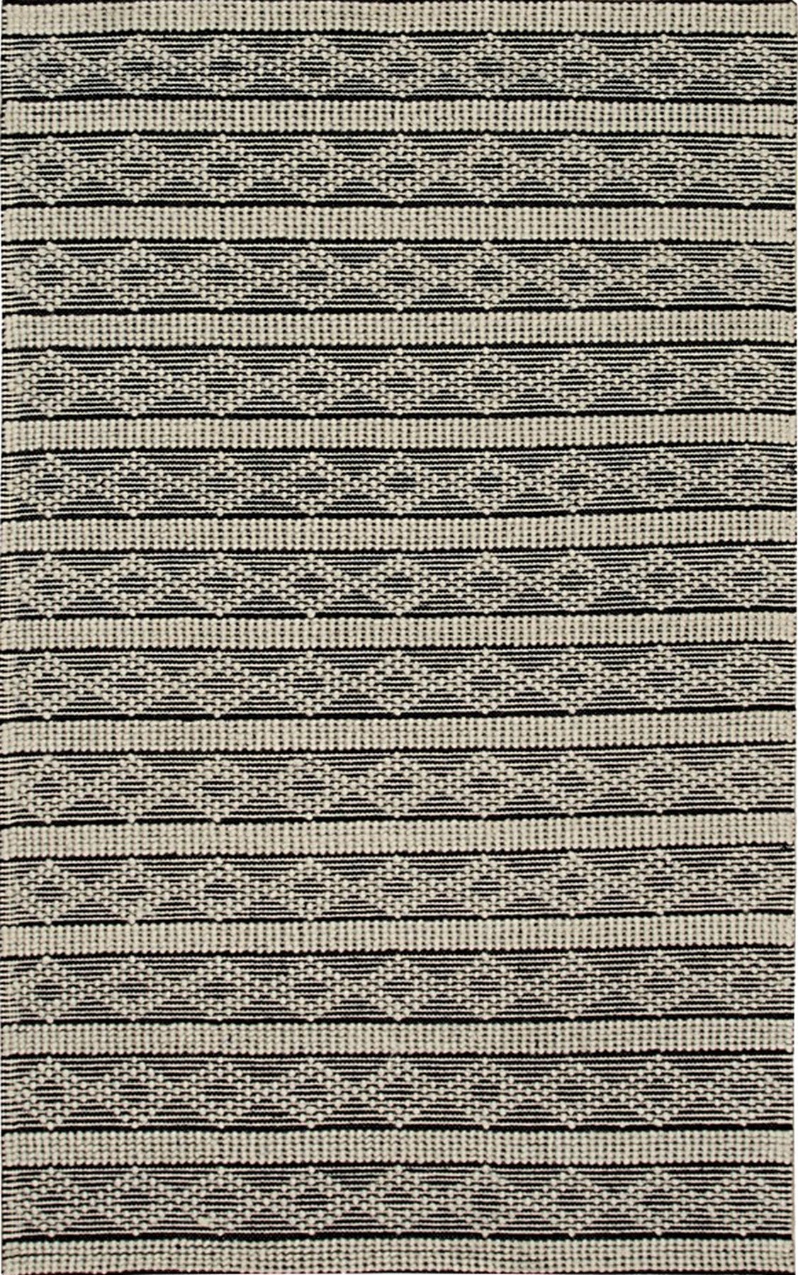 Isolated view of Selene Striped Black Handmade Wool Rug, showcasing its design.