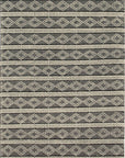 Isolated view of Selene Striped Black Handmade Wool Rug, showcasing its design.