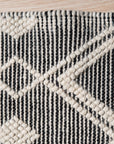 Modern Kilim Black Handmade Wool Rug anchors a light-filled living space, its textured black wool grounding a modern aesthetic with geometric patterns and subtle, hand-crafted variations.