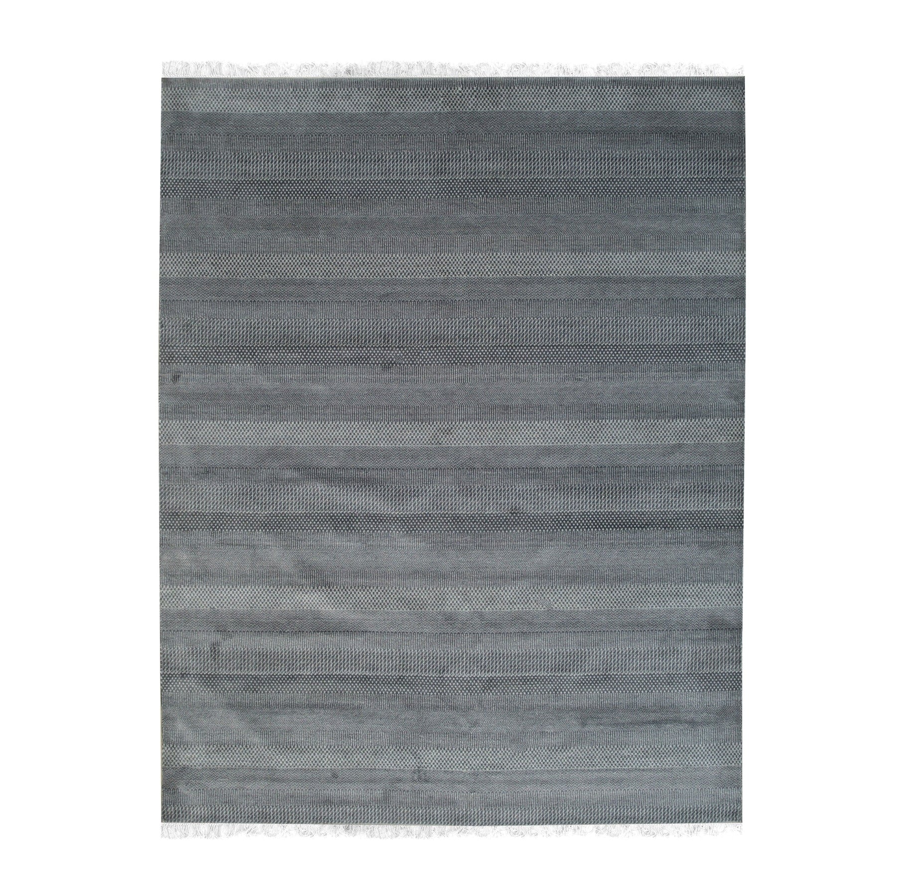 Isolated view of Graceful Comfortable Blue Hand Knotted Wool & Viscose Rug, showcasing its design.