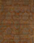 Isolated view of Ruby Inviting Brown Machine Made Wool Rug, showcasing its intricate geometric pattern in warm browns and creams.