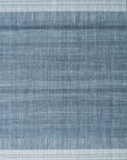 Isolated view of Delicate Elena Blue Flatweave Wool Rug, showcasing its intricate geometric pattern in shades of blue on a neutral background.