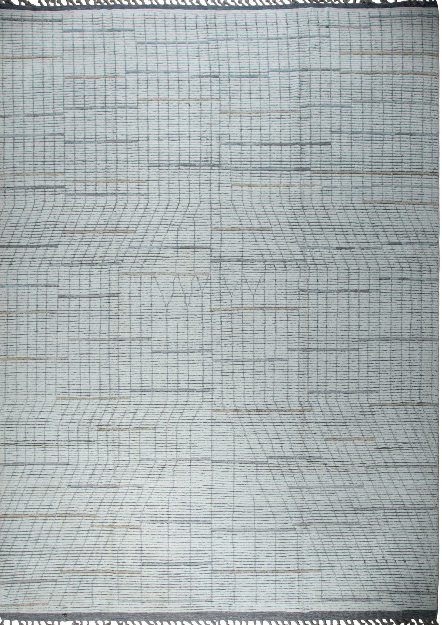 Isolated view of Ornate Marrakech Ivory Hand-Knotted Wool Rug, showcasing its intricate, geometric design.