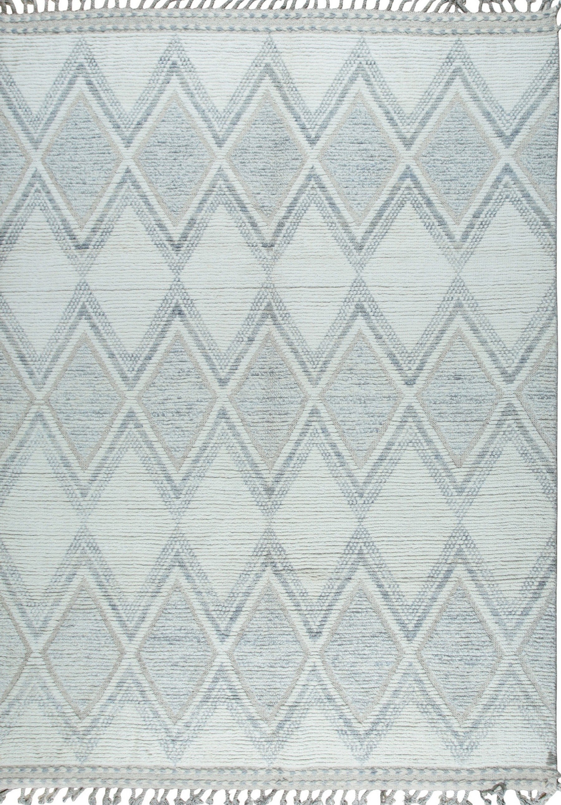 Isolated view of Elegant Marrakech Beige Hand-Knotted Wool Rug, showcasing its design.
