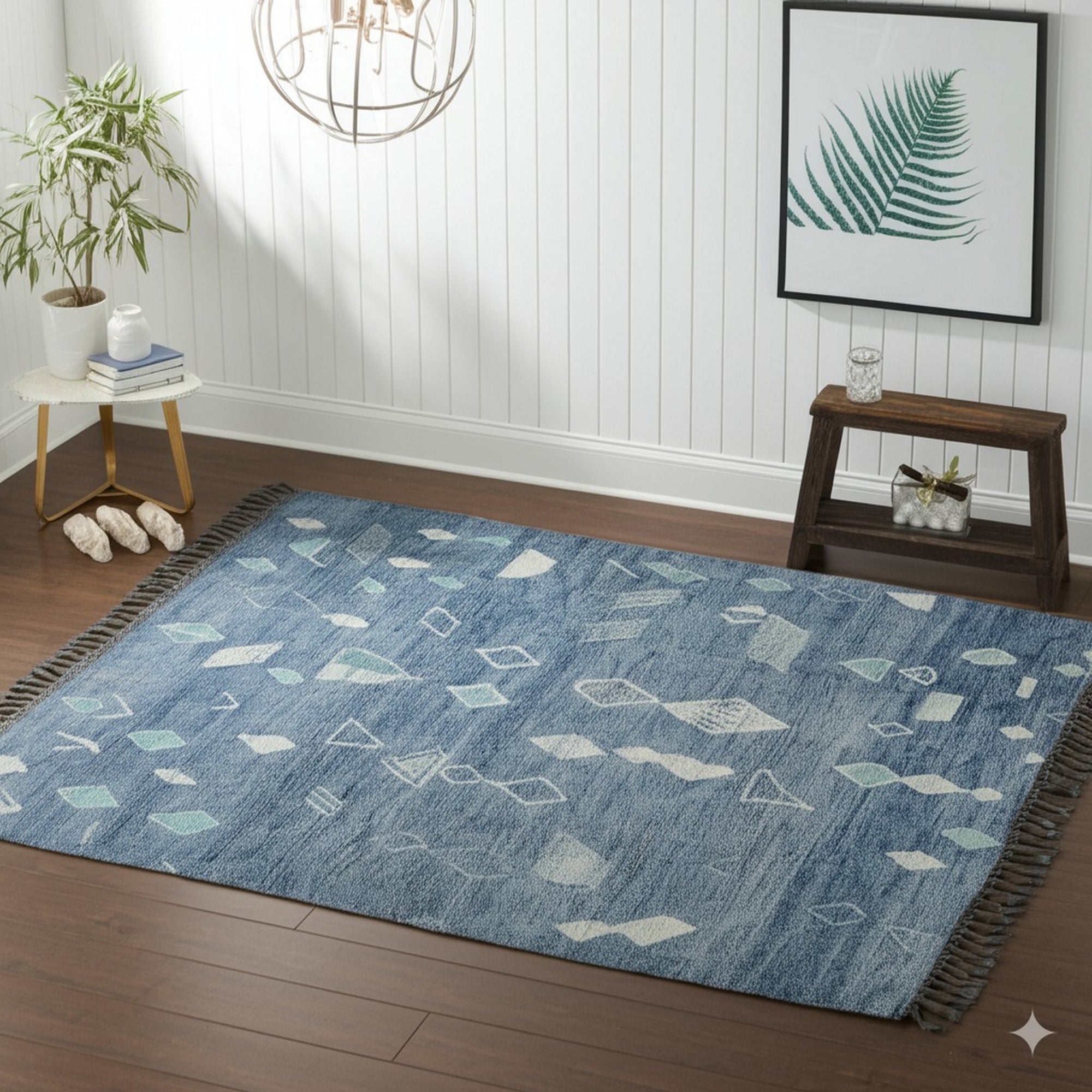 Desert Veil Blue Hand-Knotted Wool Rug