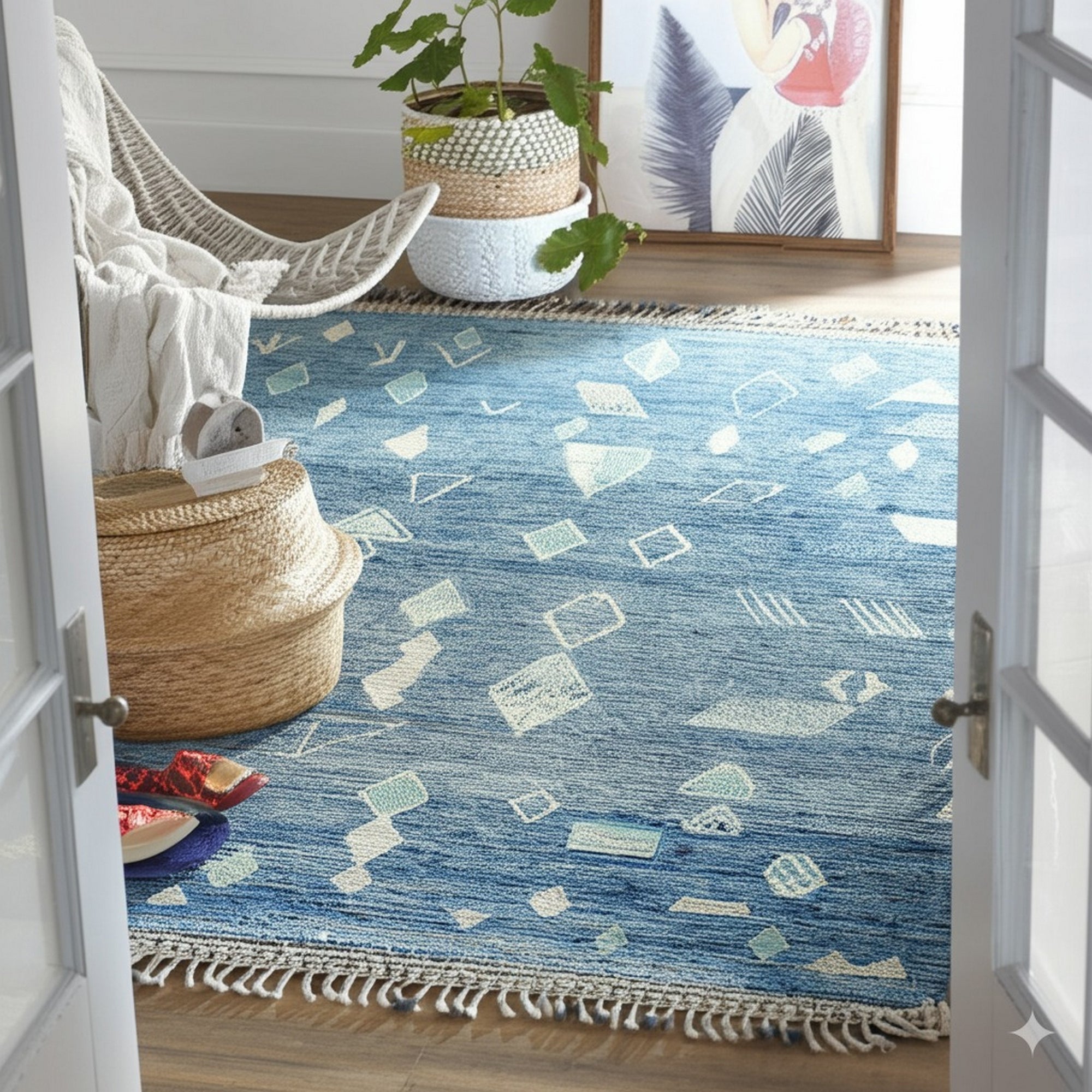 Desert Veil Blue Hand-Knotted Wool Rug