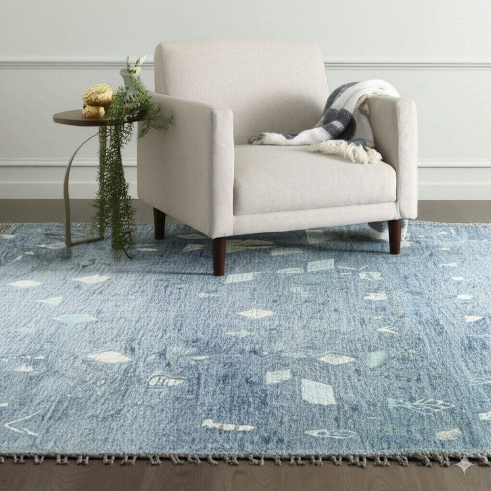 Marrakech Ocean Blue Hand-Knotted Wool Rug