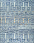 Isolated view of Timeless Marrakech Blue Hand-Knotted Wool Rug, showcasing its geometric design.