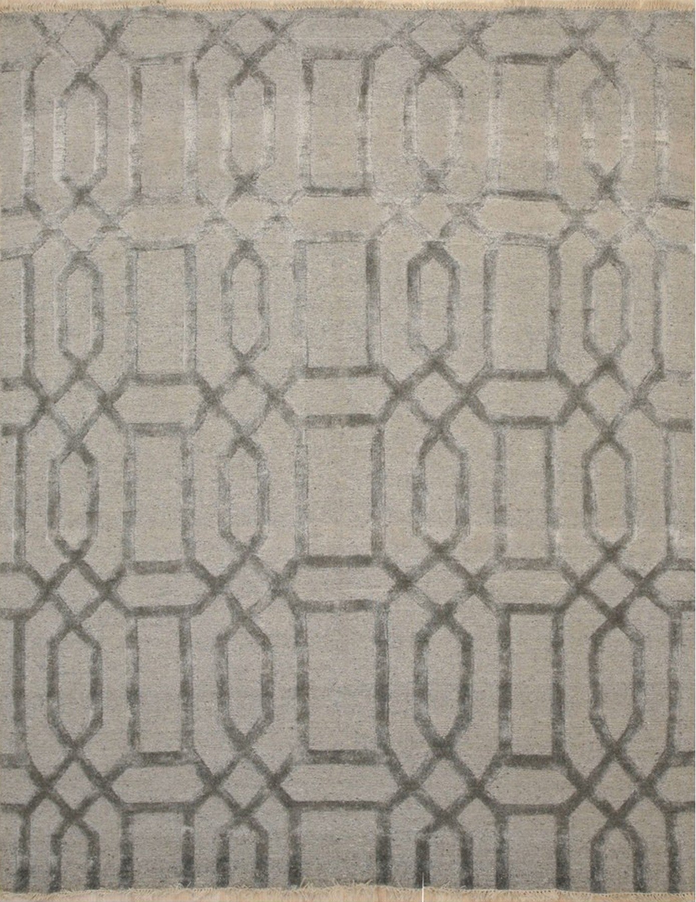Isolated view of Para Talia Gray Hand Knotted Wool & Viscose Rug, showcasing its design.